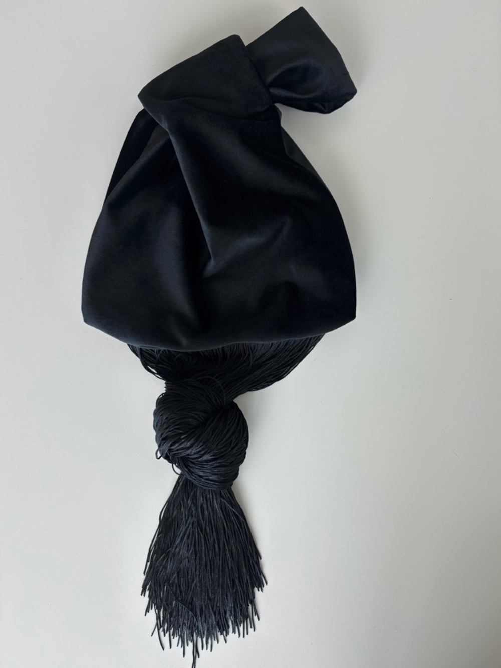 Elegant Velvet Wristlet Knot Black Mini fringe Bag - Picture 13 of 15
